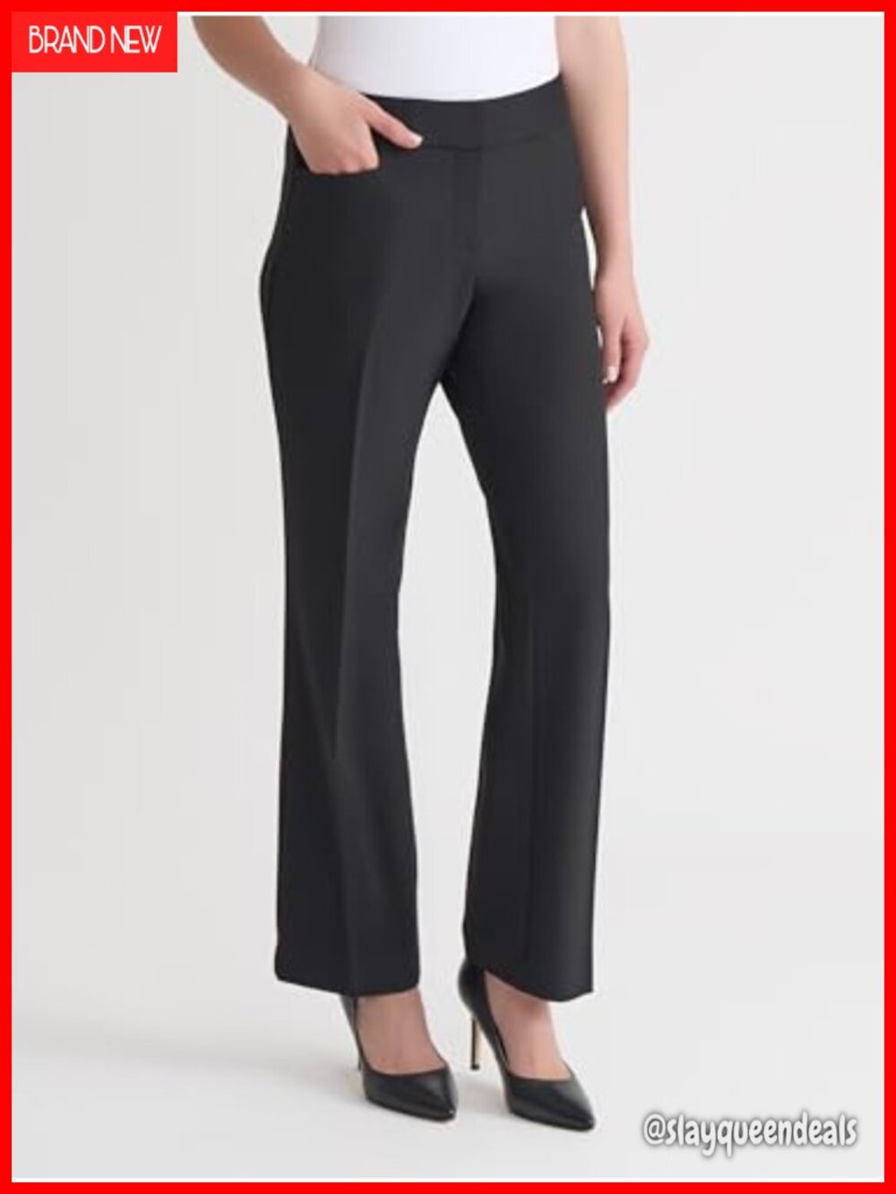 Women's Crepe Trouser Pant Mid Rise Classic Business Casual Formal - Picture 2 of 2